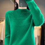 Wool Blended 2026 Autumn And Winter New Women's First-Line Ready-To-Wear Half-High-Necked Scribble Warm Knitted Bottom Sweater