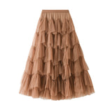 Cake Skirt 2025 Autumn New Mesh Dress Design Half-Dress Net Yarn Splicing Ponpong Skirt 1219