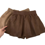 Vintage Fashion Simple Rope High Waist Thin Deer Skin Velvet Skirt Anti-Skin Short Skirt A-Skirt Women's Autumn Winter