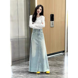 Large-Size Retro Half-Dress Women's Dress 2025 New Summer High-Rise Water Wash Denim Skirt Fat MM Cover Thin Skirt