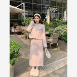 Autumn And Winter Dress With A Complete Set Of Pink Small Fragrant Suit Female Senior Plush Short Coat Skirt Two Sets