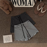 Striped Crash Casual Sports Shorts Women's 2025 Summer Thin Tying With High-Rise Broad-Legged Hot Pants Shorts