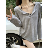 Korean Temperament Half-Collar Sun Protection T-Shirt 2025 Summer New Loose Thin Hoodie Long-Sleeved Top Female Chic