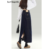 Denning Blue High-Waisted Cowboy Dress Women 2025 Trend With New Autumn Long Thin Ass Skirt