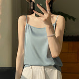 Silk Satin 2026 Spring And Summer Women's New Dress In A Short Collar With A Single Shoulder Sling Slings Small Vest