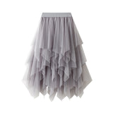 Irregular Mesh Dress Women's Long Mid-Term 2025 Spring New Yarn Skirt High-Waisted Thin Skirt 8063