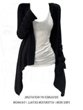 Fat MM Paper People Irregularly Hem Long Sleeves Of Sleeves Temperament Lazy Simple Waistcoat Long Sleeve Coat Spring And Summer