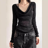 Unique Special To The Lion Collar Long-Sleeved T-Shirt For The Girls In The Summer New Design With A Slimmed-Up Hottie Top