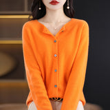 Line Ready-Wear 100% Pure Wool 2026 Autumn And Winter New Women's Short Collar Loose Knitted Cardigan Sweater Jacket