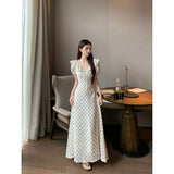 French Gentle First Love Dress Retro Wave Dot Dress Women Summer Skinny Sweet Temperament Lotus Leaf Side Dress
