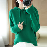 Wool Blended 2026 Autumn And Winter New Women's Loose Casual With Hat Jacket Solid Color Short Knitted Hoodie