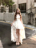 The Moon Shadow Glazed French Elegant Holiday Wind Waist Net Yarn And Flower Dress Temperament Hanging Neck Waist Dress
