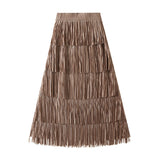 High-End Folded Tuxedo Skirts Women's Summer New Fried Street Niche Temperament With Thin Half Skirt 0666