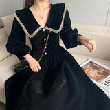 French Retro Hepburn After The Golden Velvet Small Dress New Year Dress Black Dress Women's Spring And Autumn Small Black Dress