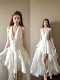 French Sweet Holiday Wind Hanging Neck Dress Spring And Summer New Temperament Super Fairy Irregular Tail Seaside Holiday Dress