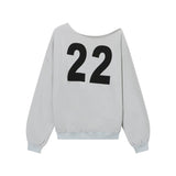 Vintage Letter Printing Edgy Lady Early Autumn Languid Casual Loose Oversize Slanted Shoulder Cover Coat
