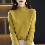 Line Ready-Wear 100% Pure Wool 2026 Autumn And Winter New Women's Half-High Collar Short- Jacket Loose Knit Sweater