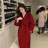 New Year Red Festive Hair Coat Woman 2025 Autumn And Winter New Temperament Reduction Of Thin Nie Coat Coat