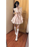 Summer French Small Flying Sleeve Lace To Receive Waist Repair Slimy Fairy Dress Sen Threum Broken Floral Dress Short Sleeves