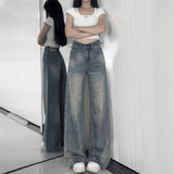 Vintage Straight Jeans Women Summer New Fat Sister Mm High-Rise Loose Thin Lazy Broad Leg Pants