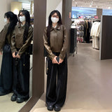 Ultra-Short Small Man 2025 New Hong Kong Style Retro Leisure Locomotive Jacket Brown Leather Coat Woman