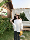 Lazy White With Long-Sleeved T-Shirts For Spring Bat Sleeves Casual Sunscreen Shirts For T-Shirts