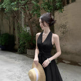 French V-Neck Hanging Neck Sleeveless Dress Female Summer Temperament To Show Skinny Dress Gentle Holiday Fairy Dress