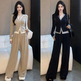 Large-Size Fatmm200 Pounds Of Broad Leg Pants Two Sets Of 2026 Autumn Fashion Age-Old Meat Masked Thin Suit Woman