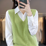 Wool Blending 2026 Autumn And Winter New Women's Clothing Jacket Short V Collar Knitted Vest Loose Stifling Sleeveless Shoulders