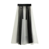 Pining Yarn Skirt Half Skirt New Medium-Length A-Character Mesh Dress Dress Fairy Dress 8576