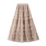 Spring And Summer New High-Rise Thin A-Layer Mesh Cake Skirt Long Skirt Fairy Dress 8075