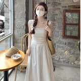 2026 Net Red Han Tling Rope Tie Vest Dress Woman Slim High Waist Temperament Solid Color Dress