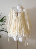 POSHOP Spring Confession Vintage Ancient Lace Bud Dress With Thin Summer Shawl Two Sets