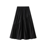 2025 New Tight Waist Folded Skirt Women Summer High Waist Thin A Word Medium Skirt 1016