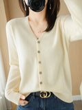 Wool Blended 2026 Autumn And Winter Women's New Loose V-Neck Solid Color Short Knitted Cardigan Jacket Sweater Spring
