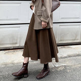 Autumn And Winter French Coffee Umbrella Skirt Half Dress Girl Winter High Waist Thick A Word Big Umbrella Skirt Autumn Dress Half Skirt