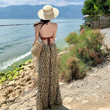 Sanya Skirt Trousers Summer Bohemian Wide Leg Trousers Seaside Flower Trousers High Waist Trumpet Trousers