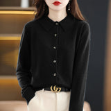 Wool Blended 2026 Autumn And Winter Women's New Loose Polo Collar Short Shirt Coat Knitted Open Shirt