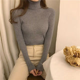 Black High-Neck Knitted Bottom Shirt Autumn And Winter Model Of Long Sleeves With A Female Sweater Slimming Clothes