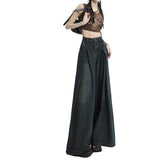 High-Rise Broad-Legged Jeans Skirt Women's Spring And Summer Loose 2025 Trend New Design Straight Horn Trousers Trousers