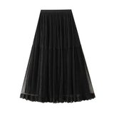 Temperament Hanging Mesh Velvet Velvet Half-Dress Woman's New High-Rise Thin Dress Dress Dress 5203