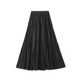 Vintage Solid Color Pendant Folded Half-Dress Woman Autumn 2026 High-Waisted Thin A Word Loose Swing Skirt 2631