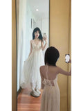 [Original Fabric] Luo Yuehua God ~ Pure Lust Wind Hanging Neck Sling Skirt Print Chiffon Seaside Dress