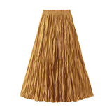 Light Luxury Light Pressure Folded Skirt Women's Spring And Autumn New Station Big Swing Thin Folded A Skirt 0323