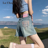 Hairy Denim Shorts Girl 2025 Summer New High-Rise Slim Retroa Character Hot Pants