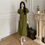 Bubble Sleeve Dress Women's Summer 2026 New Small Small Eleaning French Design Long Dress