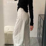 White Curved Wide-Legged Jeans Women's 2025 Summer New High-Rise Thin Casual Scyter Straight Pants