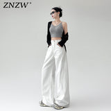 White Jeans Women 2025 Trend With New Summer Loose-Ragging Casual Broad Leg Pants White Pants Women