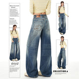 Vintage Blue-Legged Jeans Women 2026 New Summer High-Rise Loose Thin Babes Embroidered Straight Trousers