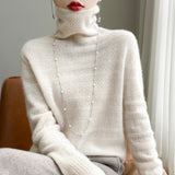 Line Ready-Wear 100% Pure Wool 2026 Autumn And Winter New Women's Heap Collar Collar Short Knitted Sweater